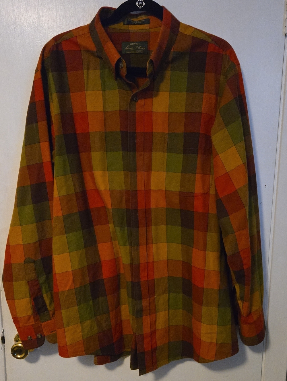 Orvis Signature Collection Plaid Button-Down Shirt Sz XL 80% Cotton/20% Wool